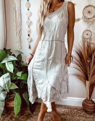 EMBROIDERED PIXIE CUT DRESS