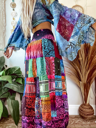 SMOCKED PATCHWORK SKIRT