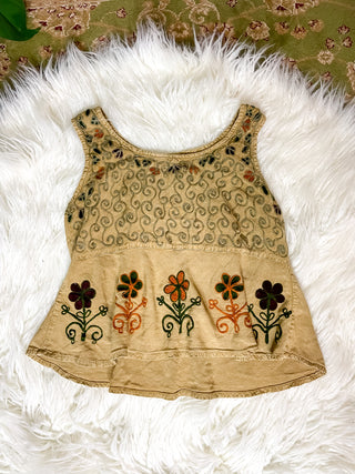 EMBROIDERED PEPLUM TANK