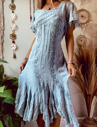 EMBROIDERED FLORAL PIXIE DRESS