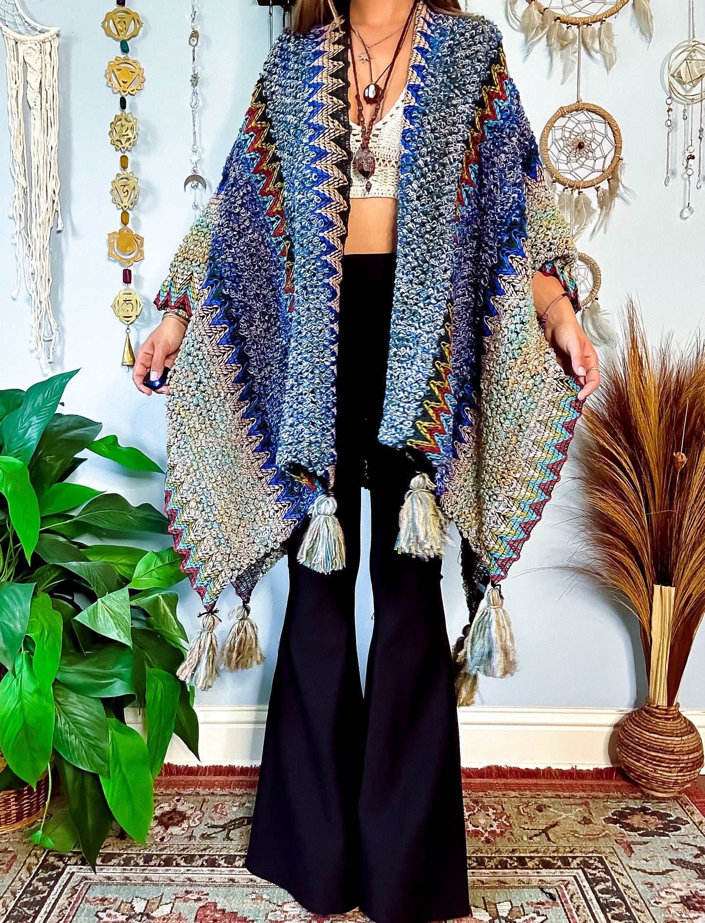 MADISON CROCHET SHAWL - BLUE