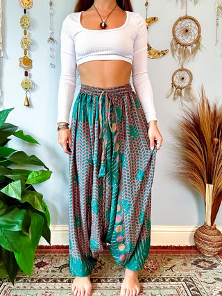 SILK DROP CROTCH HAREM TROUSERS