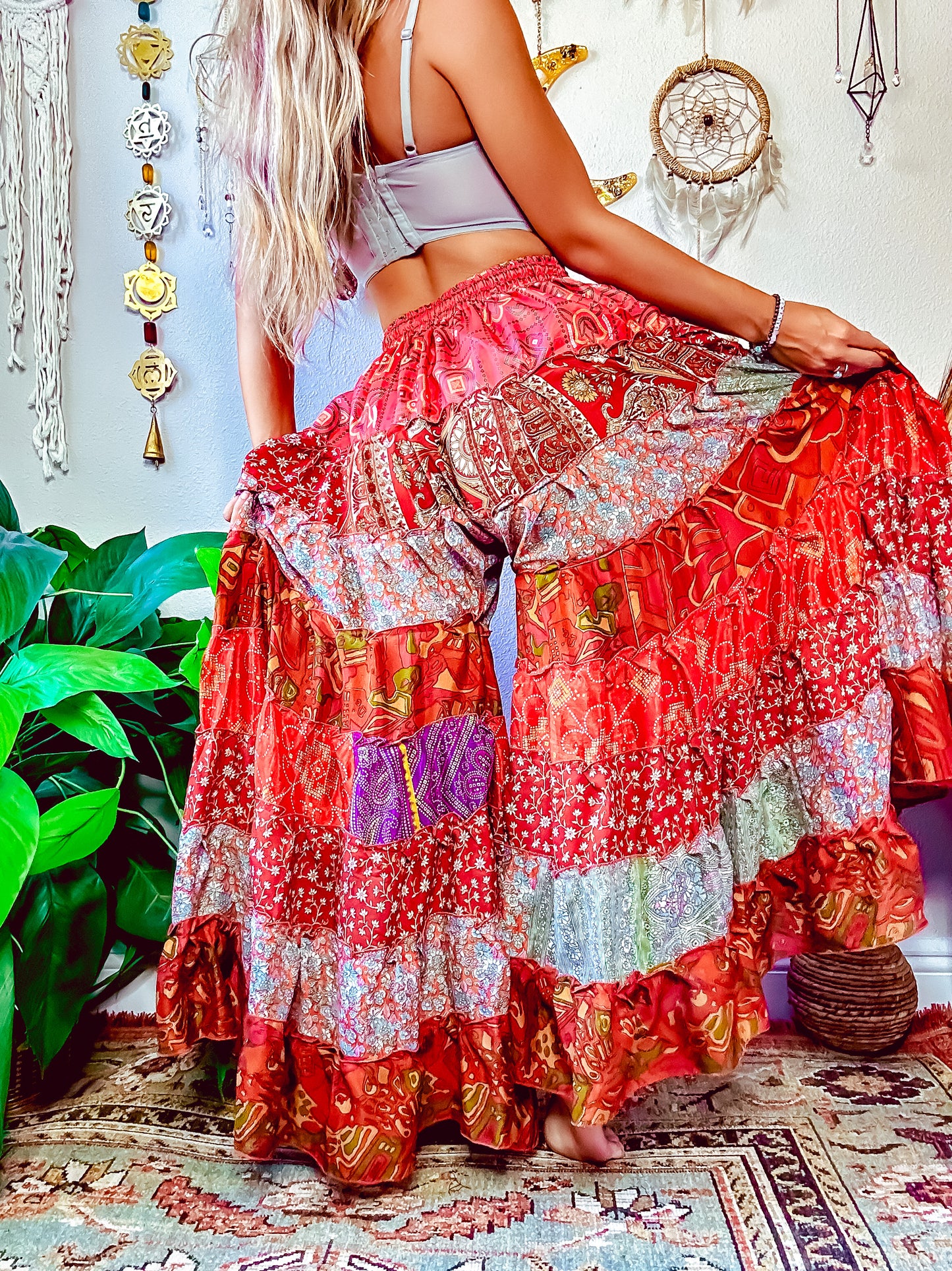 PATCHWORK TIERED PANTS