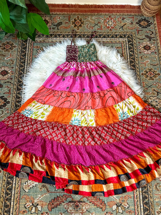 PATCHWORK TIERED DRESS