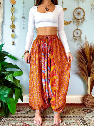 SILK DROP CROTCH HAREM TROUSERS