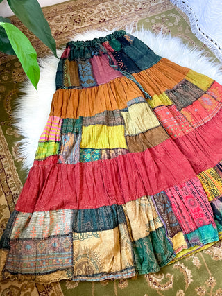 WOODLAND PATCHWORK SKIRT - WARM TONED