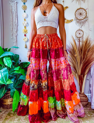PATCHWORK TIERED PANTS