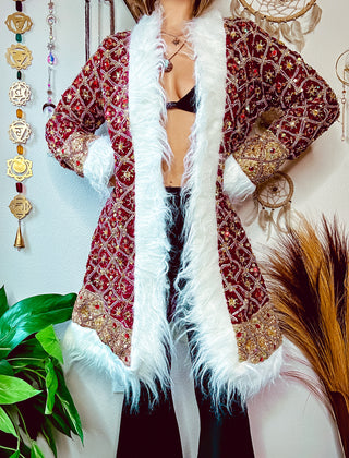 OOAK FAUX FUR TRIM COAT
