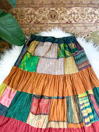 WOODLAND PATCHWORK SKIRT - WARM TONED
