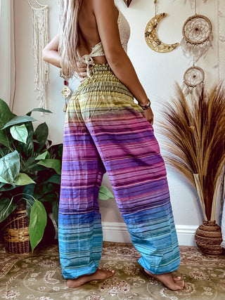 SMOCKED MULTICOLOR HAREM PANTS