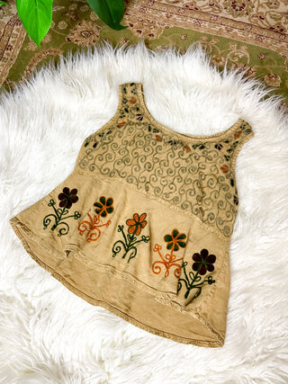 EMBROIDERED PEPLUM TANK