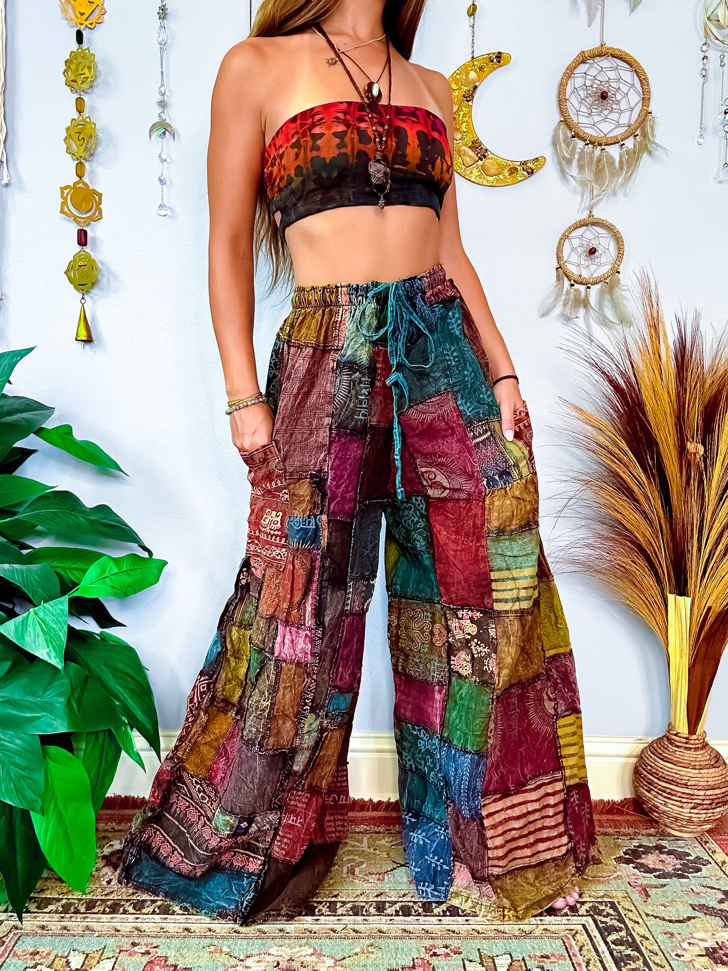 WOODLAND WIDE LEG TROUSERS - EARTH