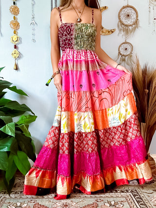 PATCHWORK TIERED DRESS