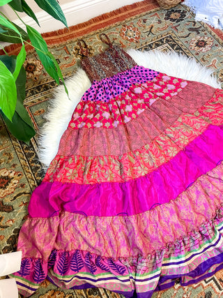 PATCHWORK TIERED DRESS