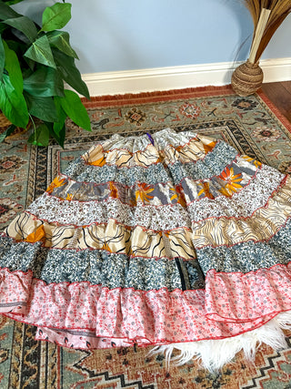 PATCHWORK TIERED SKIRT