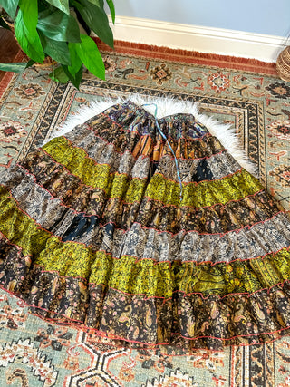 PATCHWORK TIERED SKIRT