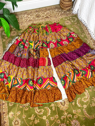 PATCHWORK TIERED PANTS