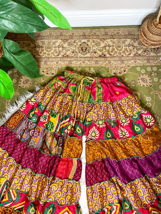 PATCHWORK TIERED PANTS