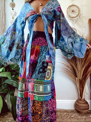SMOCKED PATCHWORK SKIRT