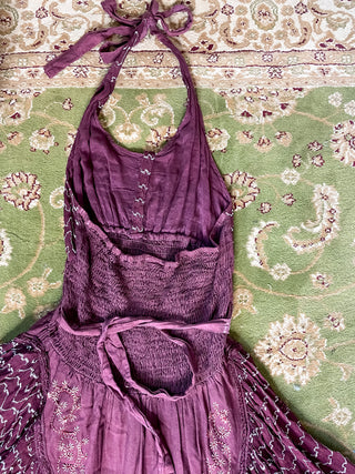 BURGUNDY EMBROIDERED PIXIE DRESS