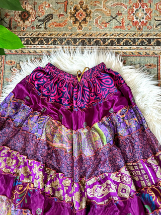 PATCHWORK TIERED SKIRT