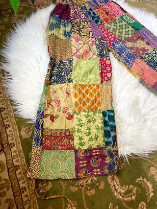 PATCHWORK CINCH LEG JUMPSUIT