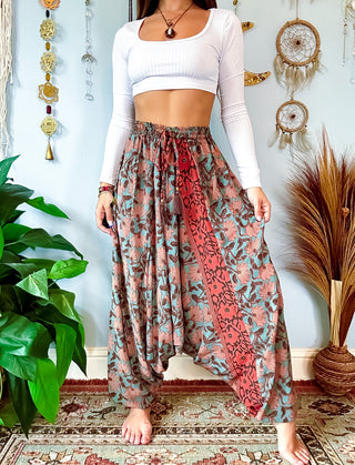SILK DROP CROTCH HAREM TROUSERS