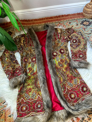 OOAK FAUX FUR TRIM COAT