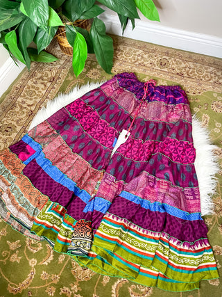 PATCHWORK TIERED PANTS