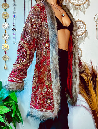 OOAK FAUX FUR TRIM COAT