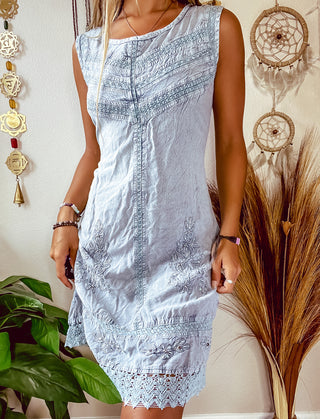 GREY EMBROIDERED DRESS