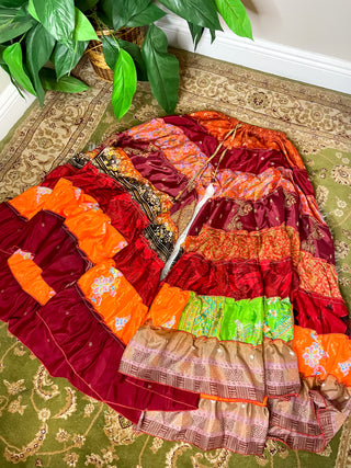 PATCHWORK TIERED PANTS
