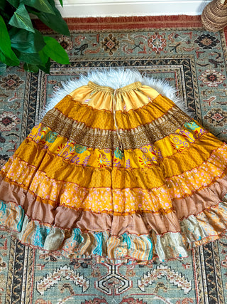 PATCHWORK TIERED SKIRT