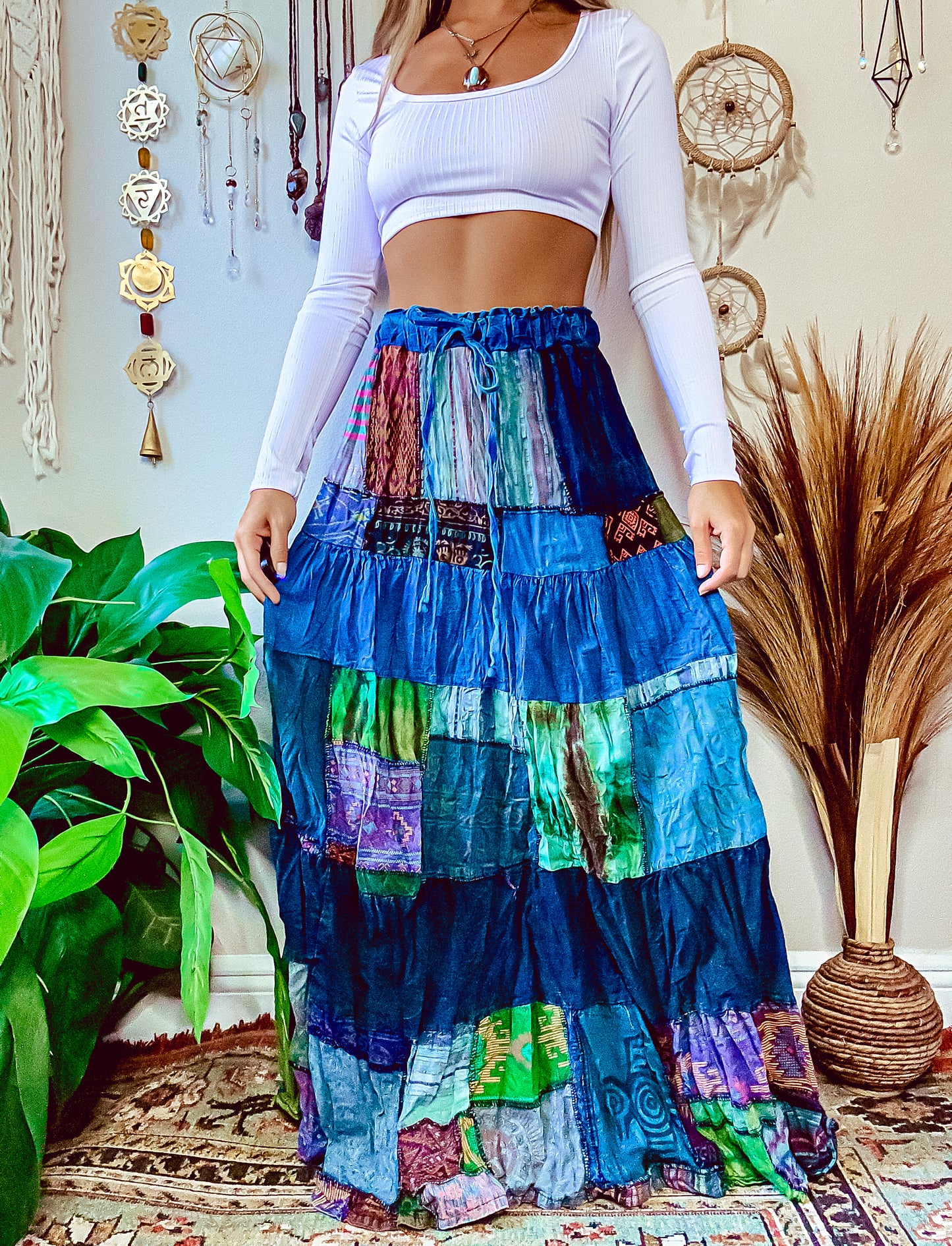 WOODLAND PATCHWORK SKIRT - COOL TONED