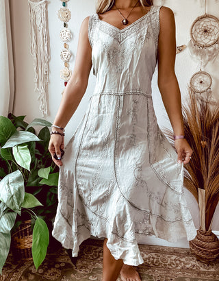 EMBROIDERED PIXIE CUT DRESS