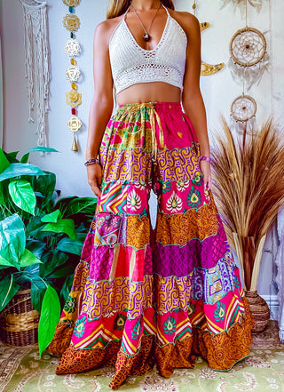 PATCHWORK TIERED PANTS