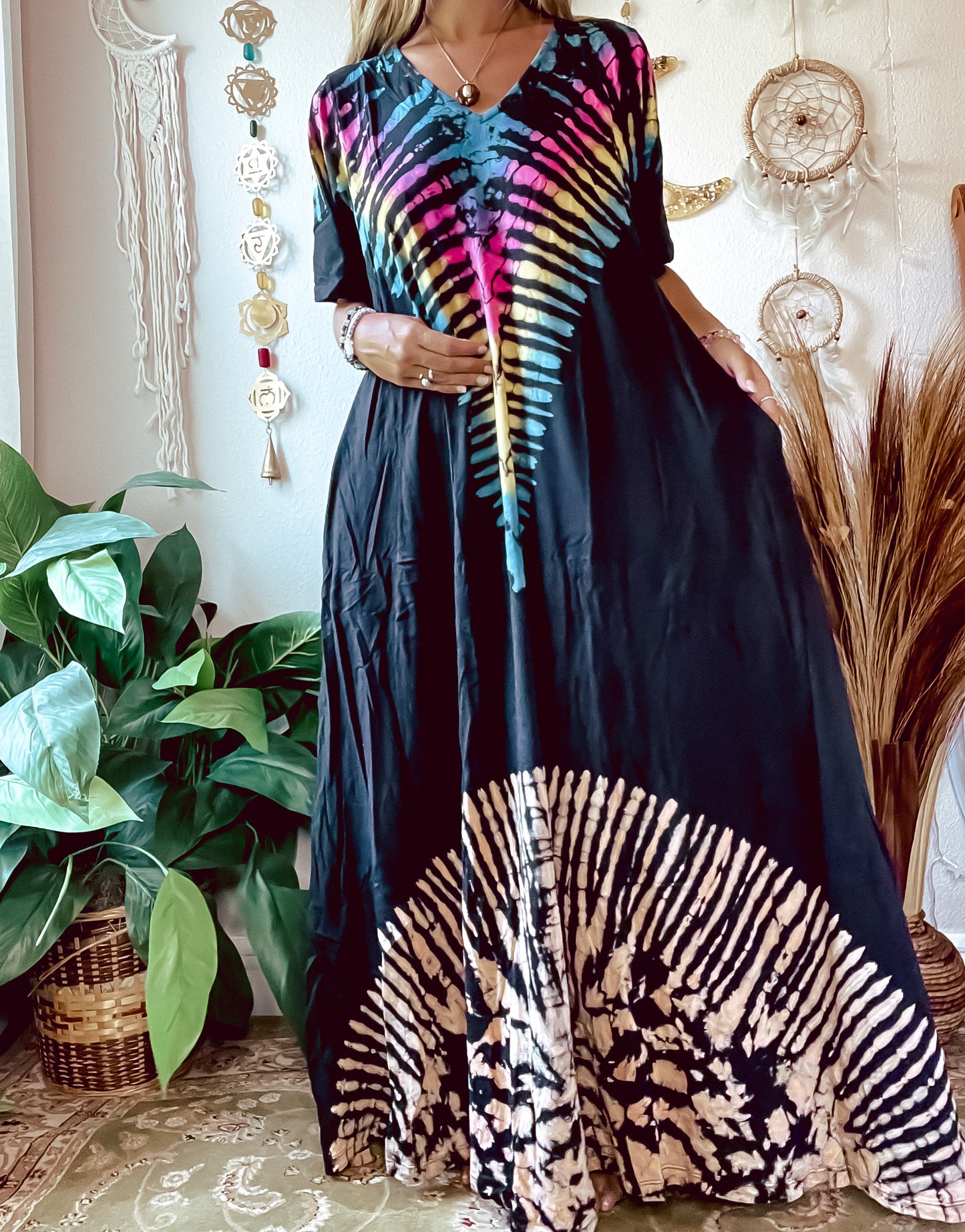 TIE DYE KAFTAN STYLE DRESS