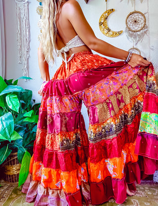 PATCHWORK TIERED PANTS