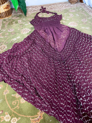BURGUNDY EMBROIDERED PIXIE DRESS