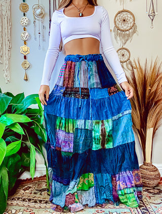WOODLAND PATCHWORK SKIRT - COOL TONED