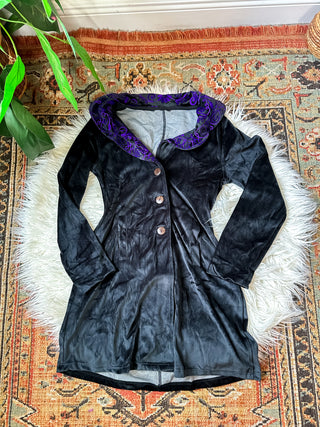 BUTTERFLY EMBROIDERED VELVET PIXIE COAT