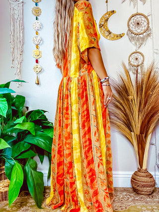 SUNSET FLORAL PATCHWORK DRESS