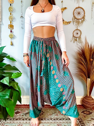 SILK DROP CROTCH HAREM TROUSERS