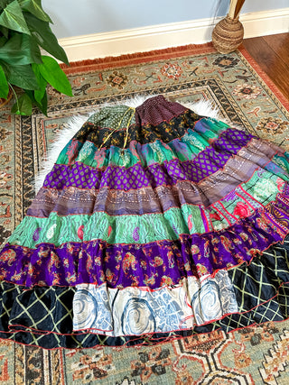 PATCHWORK TIERED SKIRT
