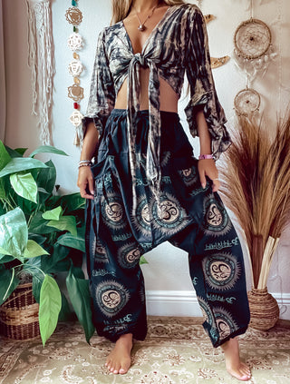 OMELIA HAREM PANTS - BLACK & CREAM