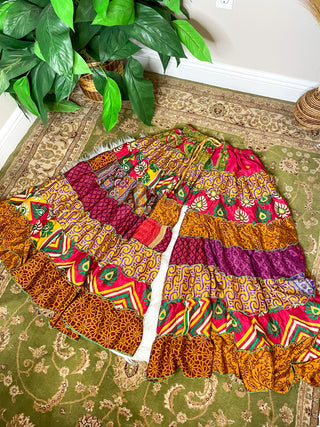 PATCHWORK TIERED PANTS