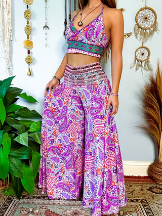 SILK HALTER TOP & PANTS SET