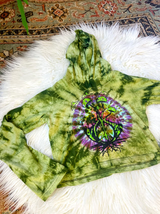 PEACEFUL TRIPS CROPPED HOODIE - GREEN