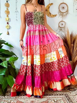 PATCHWORK TIERED DRESS