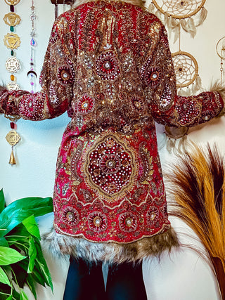 OOAK FAUX FUR TRIM COAT
